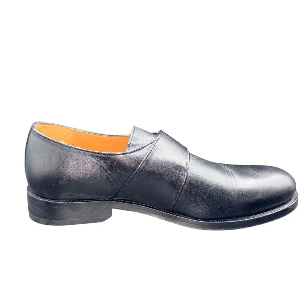 John Tweed Tailored Monk Strap Shoes EU 40 US 7 Black Leather Dress Shoes